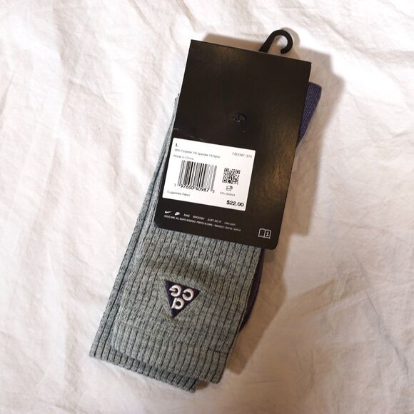 Mens Nike ACG Everyday Crew Socks Green/Purple FB3341-370 NWT - Picture 3 of 4